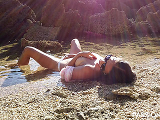 Cute Wife Fingering on Sea Beach