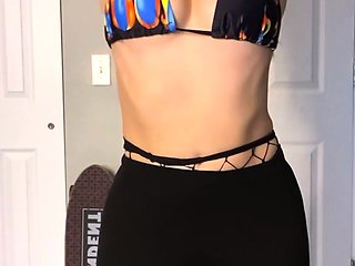 Amateur striptease and Solo masturbation