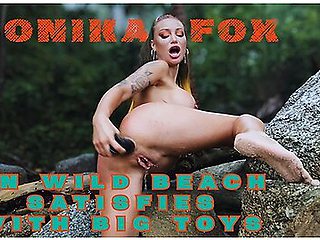 Kinky Monika Fox On A Wild Beach Satisfies Herself With Big Toys, Doing Anal, Dp, Squirt & Prolapse