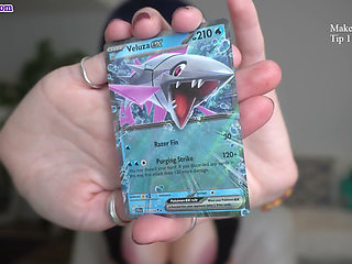 Amateur MILF Topless Pokemon Card Opening - Grey Desire