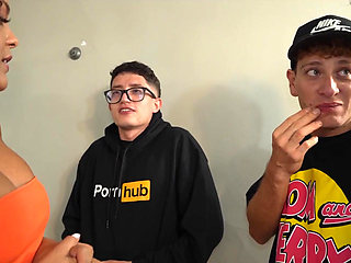 Nerd Guys Fuck Their Latina Boss with a Giant Ass and Fill Her Pussy and Face with Cum