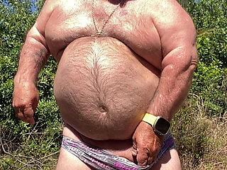 Mark Fletcher wet piss soaked  panties cumming in the woods aging