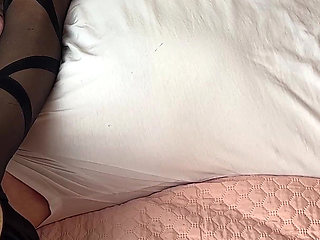 Tied Slave Under Her Legs in Pantyhose - Domination Humiliation