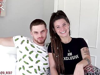 Summer Saunders dreadlocks oral on white bed