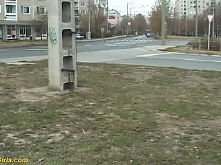 Crazy girl peeing in outdoor