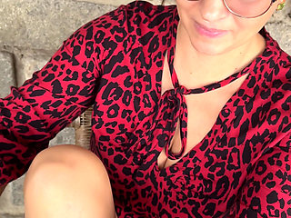 Public Autumn City Walk Without Panties