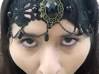 Goth Mistress Sucks off a Lucky Fan