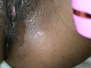 Playing with my sexy ebony skinny wife until cum and squirt