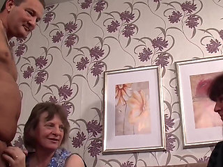 Two Horny German Grannies Fucking One Big Hard Cock