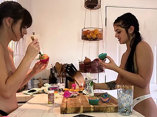 A sexy amateur teen lesbian brunette is eating pussy