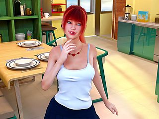 Busty redhead explores a wild porn game adventure