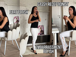 The Gassy Receptionist - Accidental Office Farting in Jeans