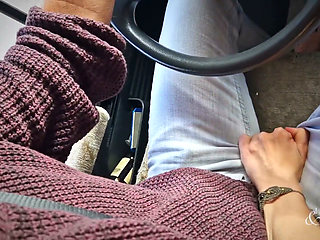 Selfpleasure with Hughe Orgasm at the Passenger Seat While Driving