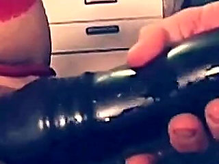 Hot MILF in Red Lingerie Fisted and Ass Fucked with Big Black Dildo