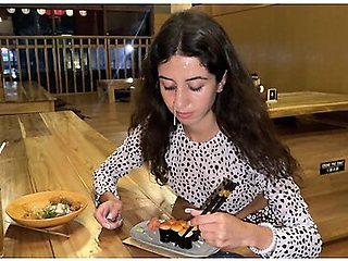 I Cum On A Girls Face In Public Sushi Bar And She Eats Rolls With Cum On Her Face - Cumwalk - Katty West
