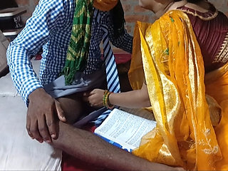 A teacher gave pleasure to a school girl in the room