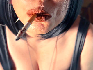 The Beautiful Goth Tina Snua Loves To Dress Up & Smoke For Her Smoking Fans! - Spandex BBW Shiny Smoker