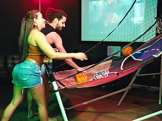 Never thought going for arcade could be that much fun as he throws the balls in her pussy