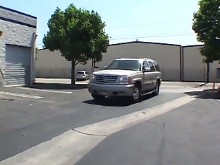 Ebony honey sucks white dude's pole in the car then they go home to fuck
