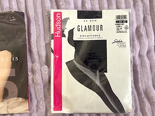 Footjob in Black Pantyhose in a Cottage