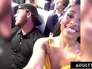 ADULT TIME - Olivia Jay Flashes Tits  Fingers Pussy On Plane! Gets Caught  Fucked Hard By Seatmate