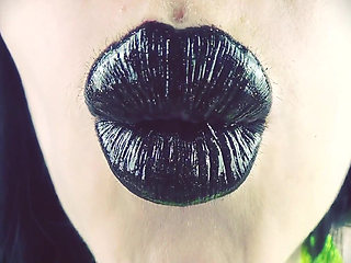 Kisses from black shiny lips ASMR JOI