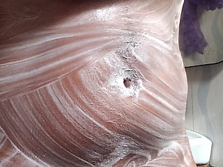 In the Shower Bathing, Massaging Boobs and Fingering Pussy Ass in Doggy Style