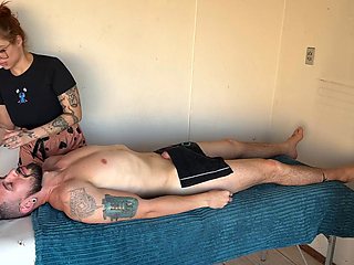 Busty Redhead Erotic Massage: Giant Tits on Cock + Deep Blowjob