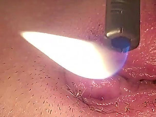 Sexy Shaved Pussy and Clit Teased and Singed with Flame