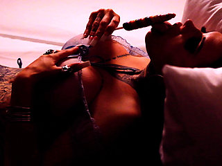 Solo Sucking with See-through Lingerie