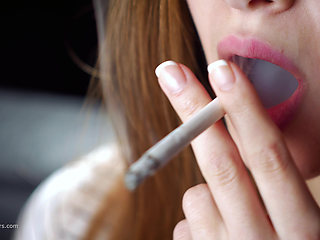 Soft Russian Beauty Smoking Cigarette Calm Moments