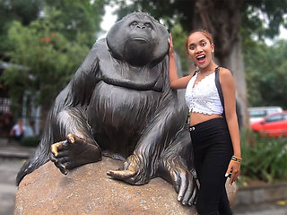 Amateurs Asian Euro couple travels the world and has sex