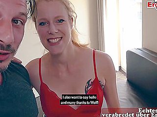 German Blonde Skinny Slut Try Real Blind Date And Fuck