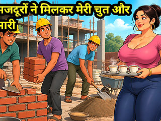 teen majdur ne milkar Meri chut aur gand Mari Three laborers together fucked my pussy and ass