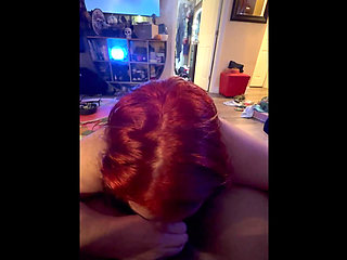 Sexy Redhead Sucking Black Cock and Balls
