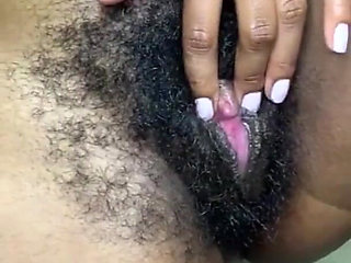 Rubbing Stimulating My Hairy Pussy with Vibrator