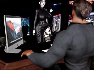3D BBW Asian milf cheating with big cock boss
