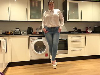 Jeans Day to Work Big Ass Satin Secretary JOI