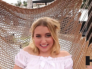 Chloe Cherry First Time Sex with Brian Omally - Blonde Petite Doggystyle Pool Fuck & Cum in Mouth