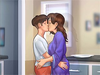 Busty step aunty and her summertime saga with sex toys and lots of fun