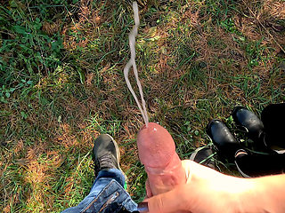Naughty Nature Handjob - Outdoor Male POV Handjob Huge Cum
