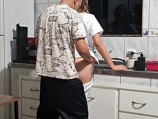 The Maid Got Fucked in the Ass in the Kitchen While Washing the Dishes