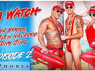 Horny Life Guards Tag Team Hunk Russian Stranger - Draven Navarro, Aliya Brynn, Tony Sting