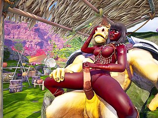 Wild Sin's werewolf knotted and double penetrating elf nymph with lizardman, ending in monster cock anal creampie