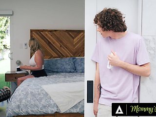 MOMMYS BOY - Masturbating MILF Rachael Cavalli Catches Voyeur In Closet, Rides His Pervert Big Dick