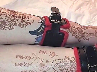 My Beautiful Size 13 Womens Feet and Long Legs Being Flogged and Whipped with a Belt and Crop While Tied Together with Manacles