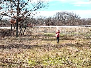 Little Whore Strips off Her Red Bodysuit on the Highway Part 1