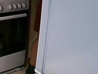 Stepmom in Kitchen Said No Sex! - Allows Stepson Only Jerking off & Cumshot on Her Fat Ass