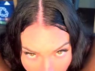 Interracial blowjob for brunette sucking big black cock