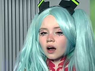 Horny bitch with big boobies Rebecca Nikson enjoys teasing her shaved pussy.